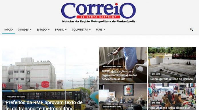 Printscreen do portal correiosc.com..br