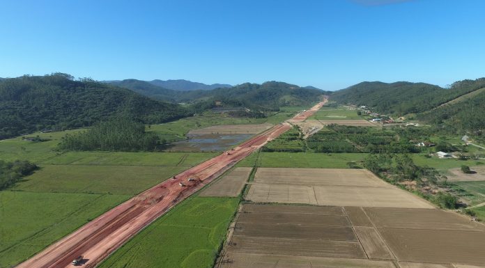 vista aérea da obra