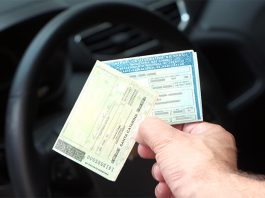 duas carteiras de motoristas seguradas por uma mão com o interior de um carro ao fundo