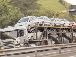 Greve dos caminhoneiros fez indústria ter maior queda desde 2008 caminhão cegonha carregado cruza em velocidade uma estrada