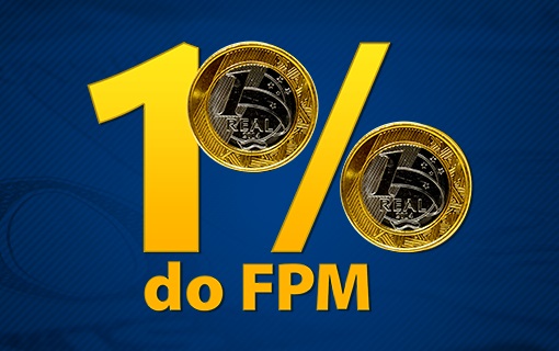 montagem escrita "1% do FPM" com moedas de um real