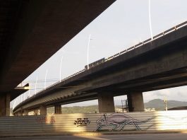 as duas pontes vistas de rua que passa em baixo na parte continental