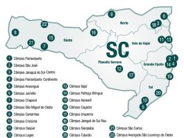 mapa de sc mostrando 22 campi do ifsc