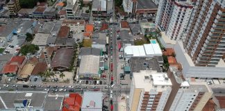 foto aérea do centro de palhoça, mostrando as ruas que serão alteradas