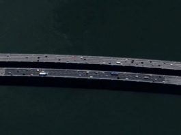 Ponte Pedro Ivo Campos: descalabros desde o princípio foto de satélite das duas pontes, paralelas