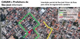 mapa mostrando o desvio na rua josé vitor da rosa, em barreiros