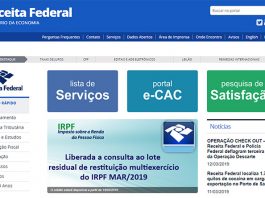 print screen do site da receita federal
