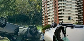 Capotamentos: Primeiro acidente foi pela manhã, na Av. Beira-mar, e outro, de tarde, na Av. da Saudade - Fotos: Divulgação/CSC