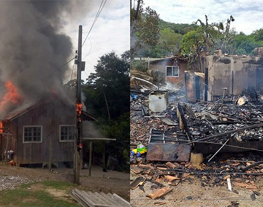 Família de oito pessoas em São José teve casa destruída na terça - Fotos: Graziela Borges/Divulgação/CSC