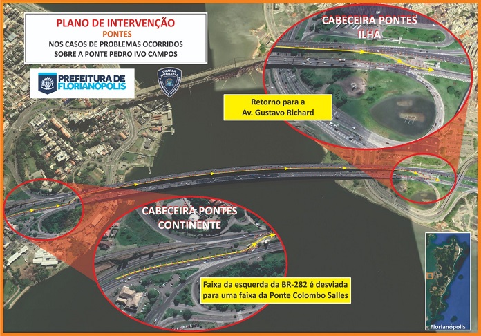 esquema de fechamento de pistas pontes florianopolis