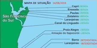 mapa da interdicao do cultivo de moluscos bivalves no litoral catarinense - cidasc