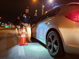 PRF flagra 284 motoristas embriagados no final de semana nas rodovias federais catarinenses policial feminina com bafômetro passivo ao lado de chevrolet cruze em blitz