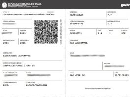Detran libera impressão de documento de veículo em papel comum detran: reprodução de um crlv digital com dados borrados