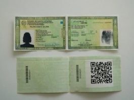 Identidades podem ser emitidas no aeroporto de Florianópolis modelo de carteira de identidade com frente e verso mostrando o qr code