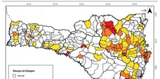 Mapa demonstrando os municípios com falta de água