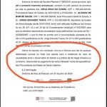 cópia de folha do documento onde há trecho que cita isenção de responsabilidade do governador no caso