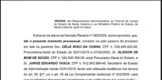 cópia de folha do documento onde há trecho que cita isenção de responsabilidade do governador no caso