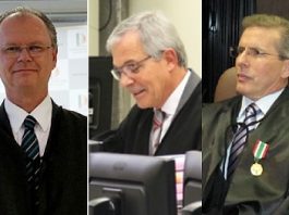 composição de cinco fotos com os desembargadores sorteados