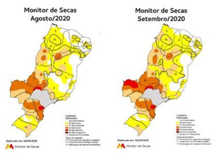 mapas de secas no sul do brasil