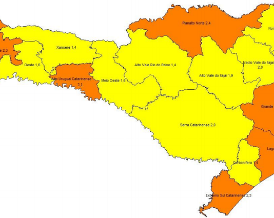 Matriz de risco da Covid-19 mostra melhora em seis regiões do estado Matriz de risco da Covid-19 mostra melhora em seis regiões do estado