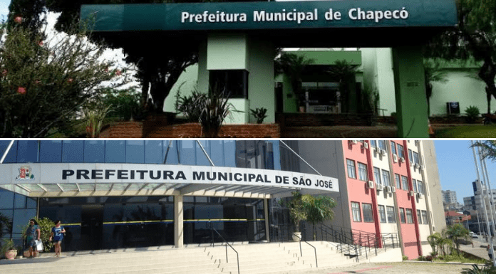 fachada da prefeitura de Chapecó e de São José