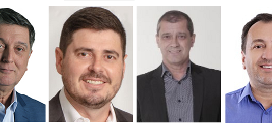 Conheça os vice-prefeitos de Florianópolis, São José, Palhoça e Biguaçu composição de quatro fotos com os rostos dos quatro vice-prefeitos