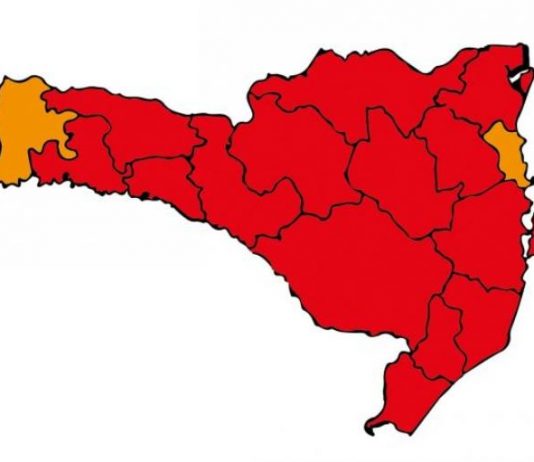 matriz de risco ao coronavírus em santa catarina tem 14 regiões no vermelho e duas no laranja