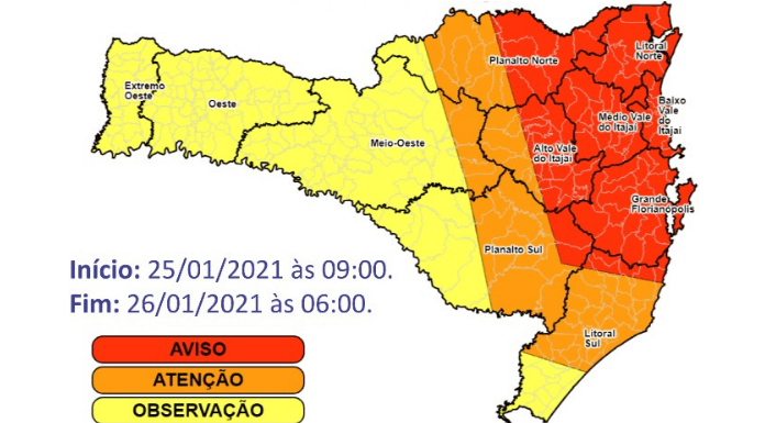 Mapa meteorológico de Santa Catarina