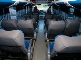 Governo libera maior ocupação de ônibus rodoviários Governo libera maior ocupação de ônibus rodoviários - ônibus com poltronas visto pelo corredor