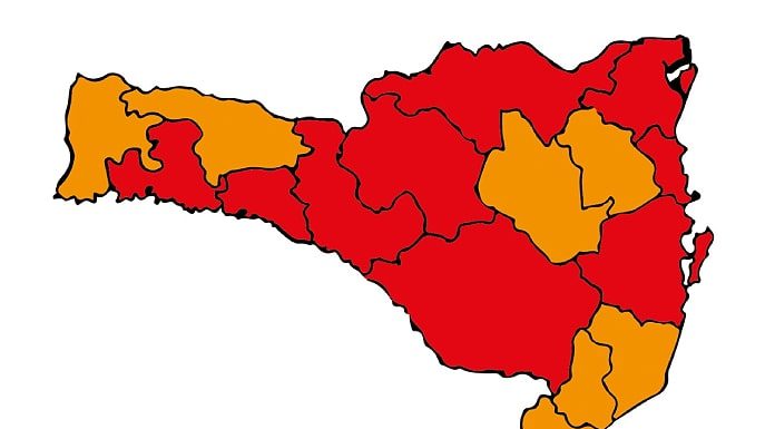 mapa de sc mostra nove regiões em risco gravíssimo à Covid