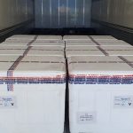 seis caixas de isopor onde está acondicionado o quarto lote de vacinas enviado a santa catarina