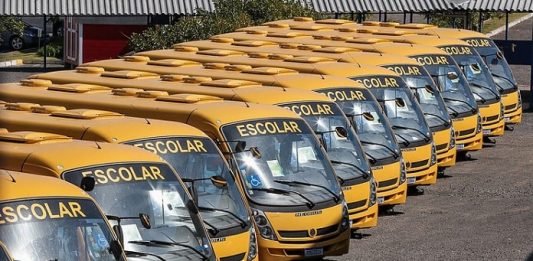 Portal SC Transferências promete maior controle e transparência com dinheiro do contribuinte frota de ônibus escolares estacionada - portal sc transferências pode dar mais transparências aos recursos do estado