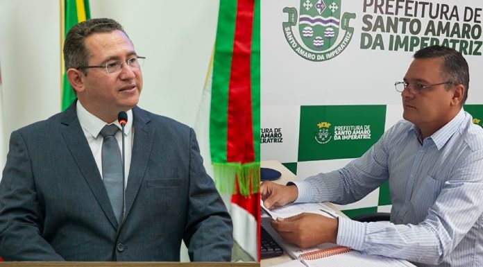 duas fotos dos prefeitos de palhoça e de santo amaro da imperatriz