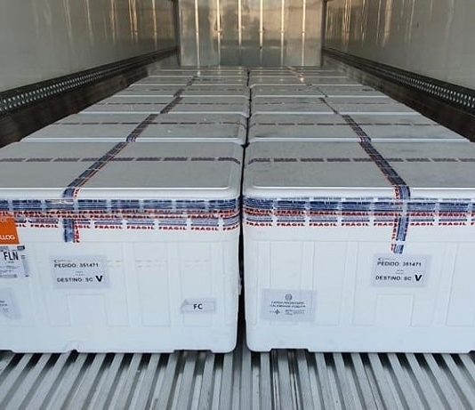 Com essas remassas estado soma 2,75 milhões de doses recebidas. - doses chegam sc