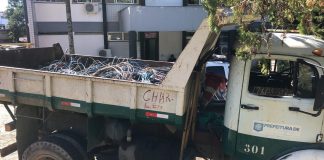 camihão com a caçamba lotada de fio de cobre roubado em apreensão na operação em florianópolis