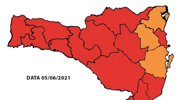 matriz da covid mostra 13 regiões de sc em nível grave de risco ao coronavírus