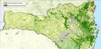 mapa de santa catarina mostrado os remanescentes de mata atlântica