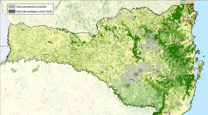 mapa de santa catarina mostrado os remanescentes de mata atlântica