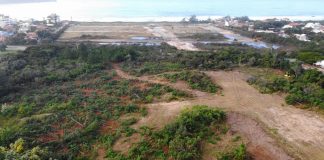 área da construção do loteamento no sul da ilha, com partes de mata e clareiras