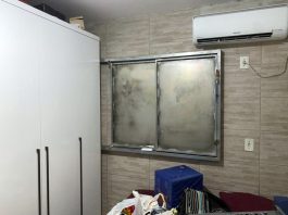 Polícia estoura imóvel fortificado no norte da ilha onde faccionados se escondiam janela de aço no imóvel fortificado do tráfico que a pc estourou no norte da ilha