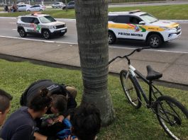 Policiais auxiliam em parto emergencial em canteiro no Centro de Florianópolis