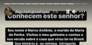 deputado jessé lopes com Marco Antonio Heredia Viveros - print diz que "versão é intrigante"