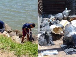 Mutirão de limpeza retira 1 tonelada de lixo da Beira-mar de São José