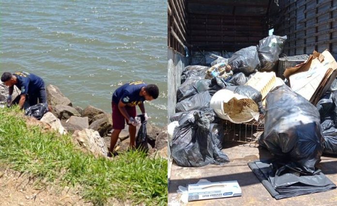 Mutirão de limpeza retira 1 tonelada de lixo da Beira-mar de São José