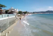 30m em Jurerê e 35m em Ingleses: prefeitura pede licença para alargamento das praias | mas dos ingleses batendo nos muros das casas