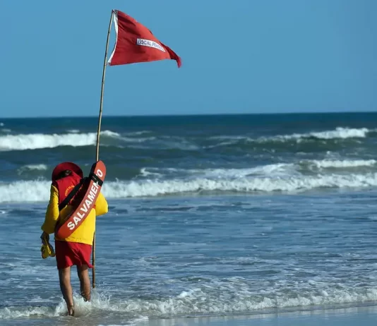 Temporada tem aumento de afogamentos e crianças perdidas salva vidas coloca bandeira vermelha na praia do campeche em florianópolis
