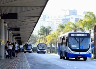 Transporte Público em Florianópolis - Ônibus no terminal
