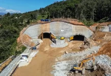 túnel do contorno viário da Grande Florianópolis em construção