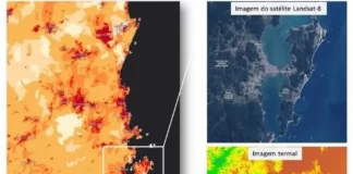 Imagens de satélite mostram que as cidades são mais quentes que o campo, formando as “ilhas de calor”