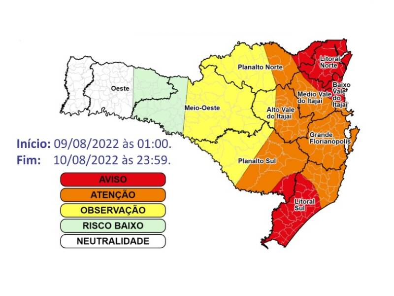 Chuva volumosa e persistente entre terça (09) e quarta-feira (10)